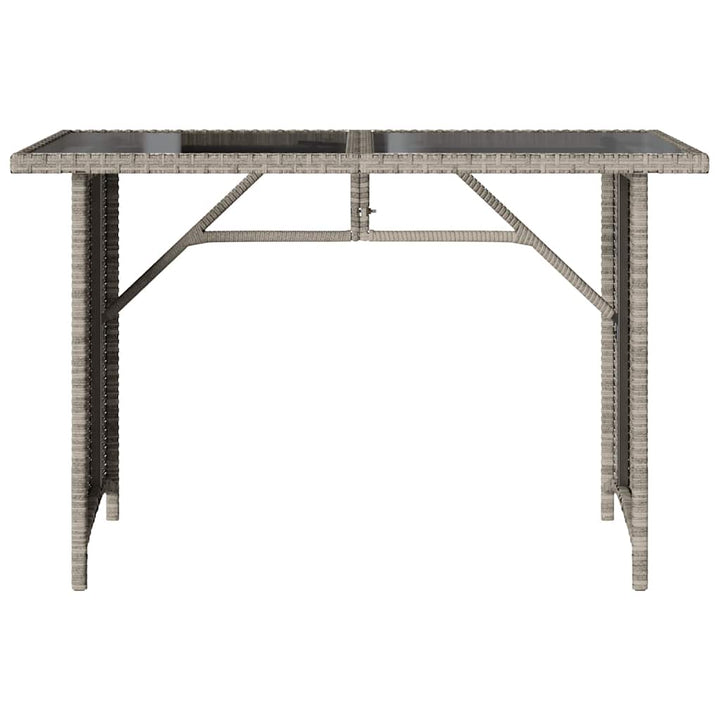 havebord med glastop 110x68x70 cm polyrattan lysegrå