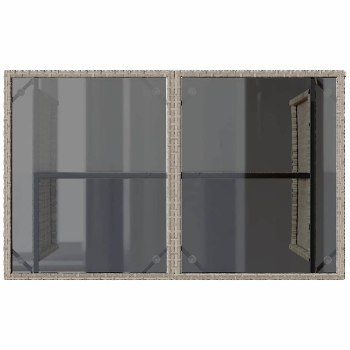 havebord med glastop 110x68x70 cm polyrattan lysegrå