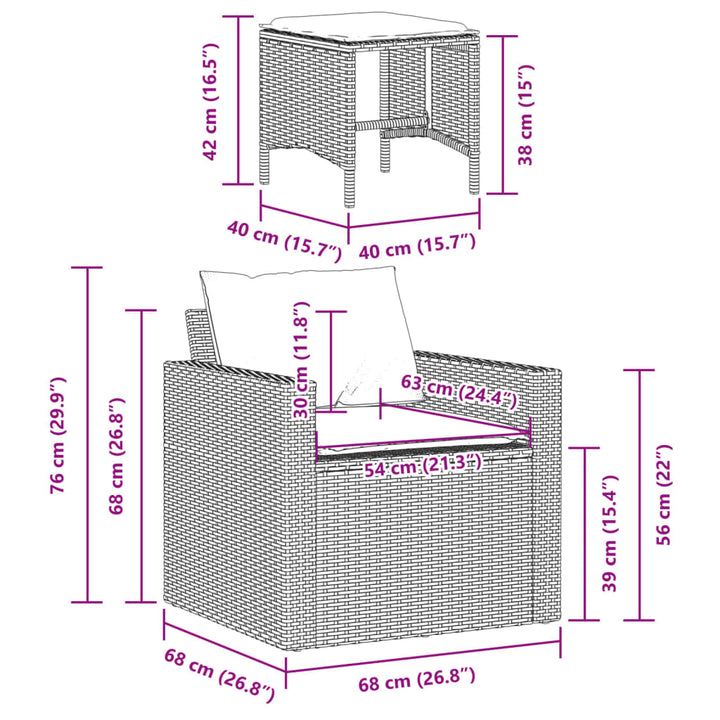 sofasæt til haven 4 dele med hynder polyrattan beige