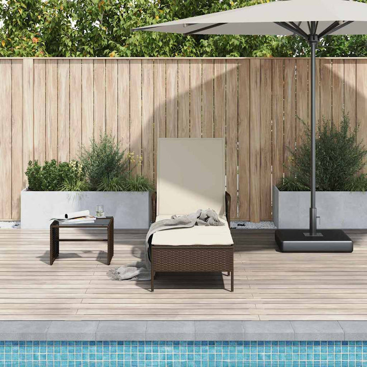 Liggestol med pude 1-person Brun 157 x 55 x 92cm polyrattan