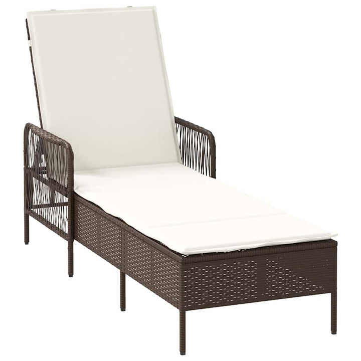 Liggestol med pude 1-person Brun 157 x 55 x 92cm polyrattan