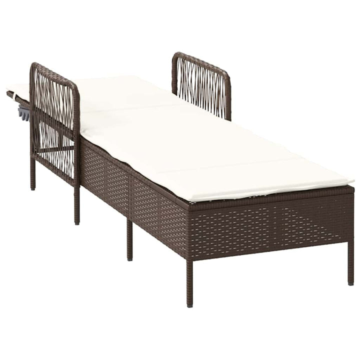 Liggestol med pude 1-person Brun 157 x 55 x 92cm polyrattan