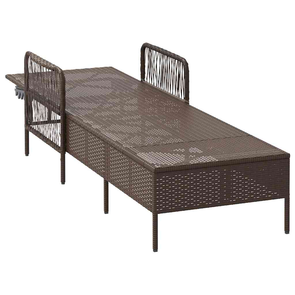 Liggestol med pude 1-person Brun 157 x 55 x 92cm polyrattan