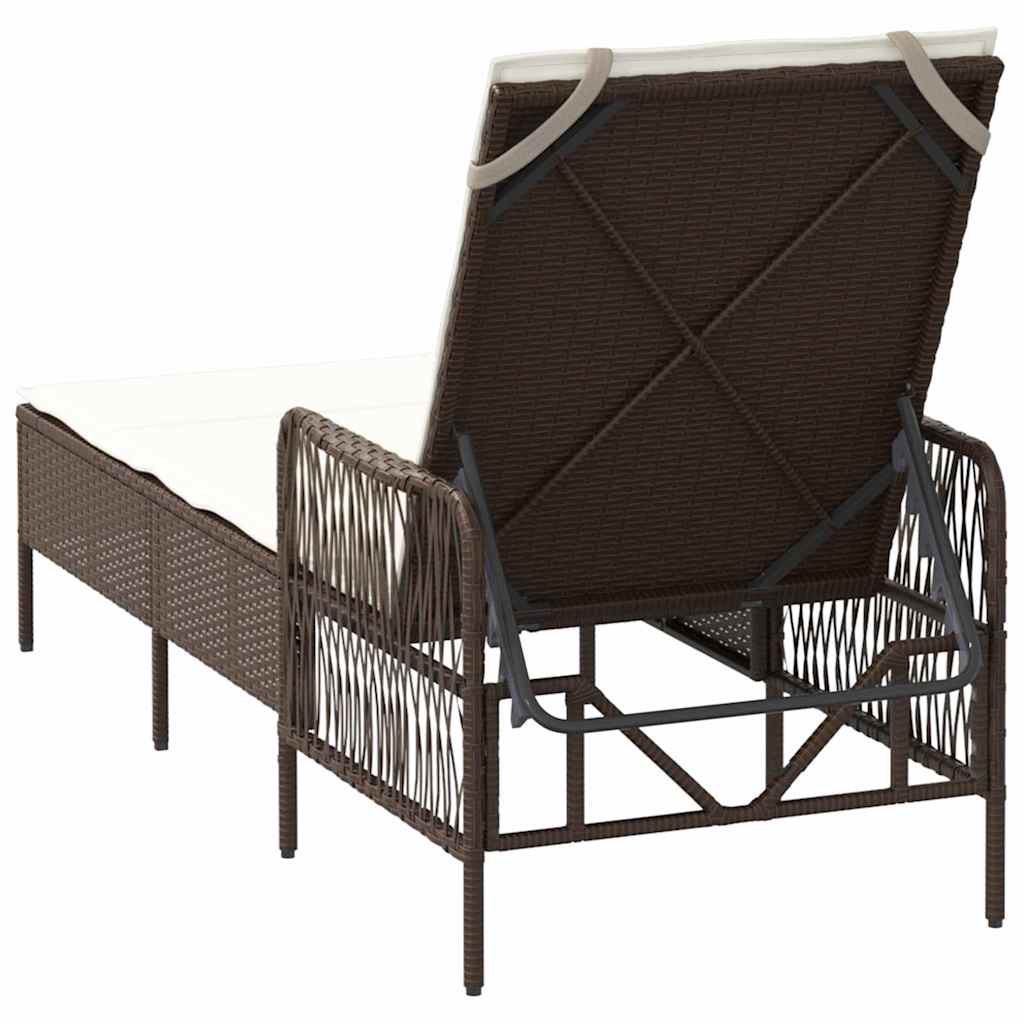 Liggestol med pude 1-person Brun 157 x 55 x 92cm polyrattan