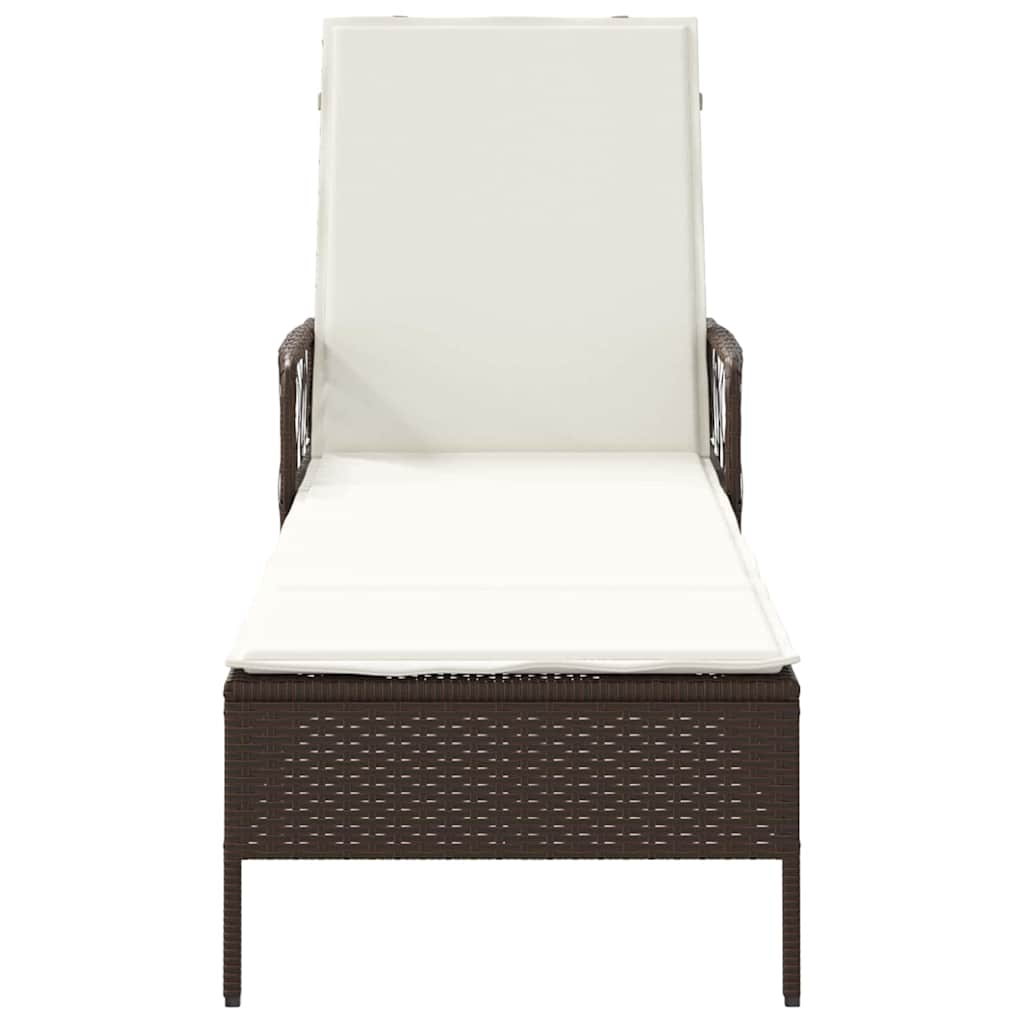 Liggestol med pude 1-person Brun 157 x 55 x 92cm polyrattan