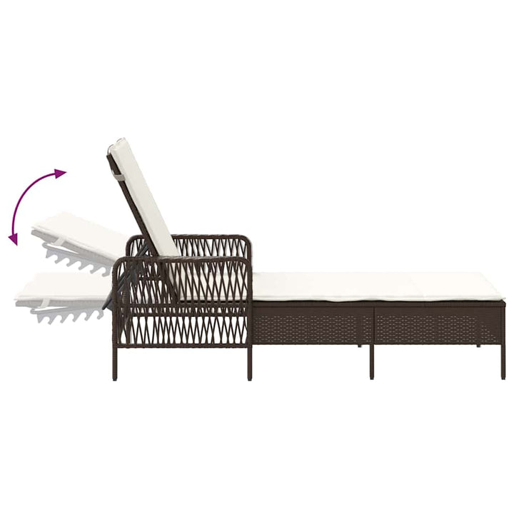 Liggestol med pude 1-person Brun 157 x 55 x 92cm polyrattan