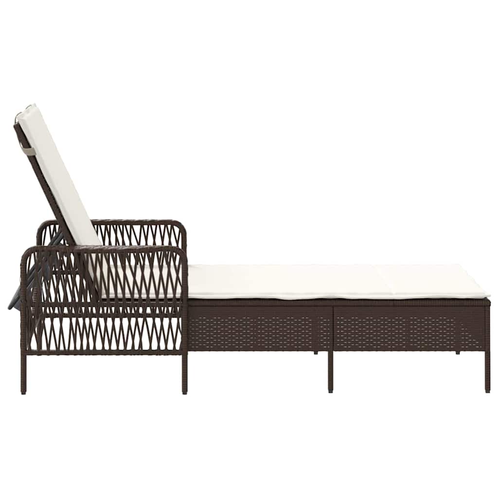 Liggestol med pude 1-person Brun 157 x 55 x 92cm polyrattan