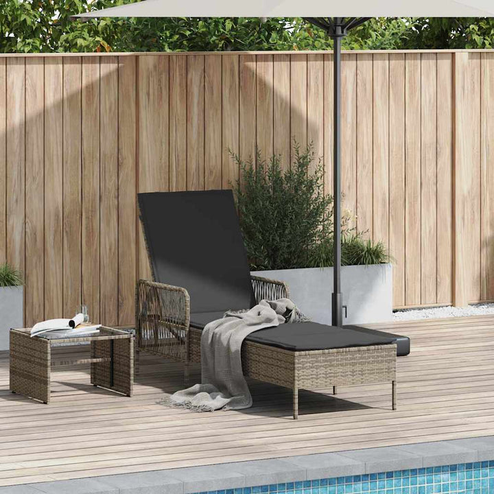 Liggestol med pude 1-person Grå 157 x 55 x 92cm polyrattan
