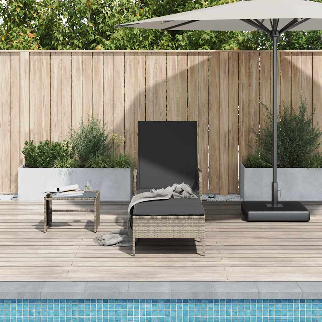 Liggestol med pude 1-person Grå 157 x 55 x 92cm polyrattan