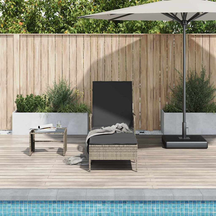 Liggestol med pude 1-person Grå 157 x 55 x 92cm polyrattan
