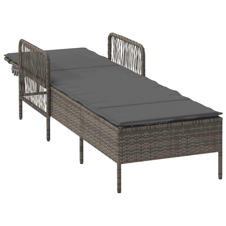 Liggestol med pude 1-person Grå 157 x 55 x 92cm polyrattan