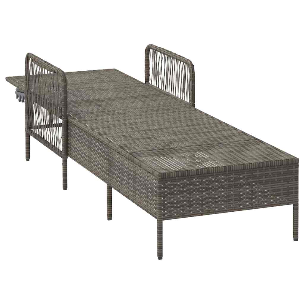 Liggestol med pude 1-person Grå 157 x 55 x 92cm polyrattan