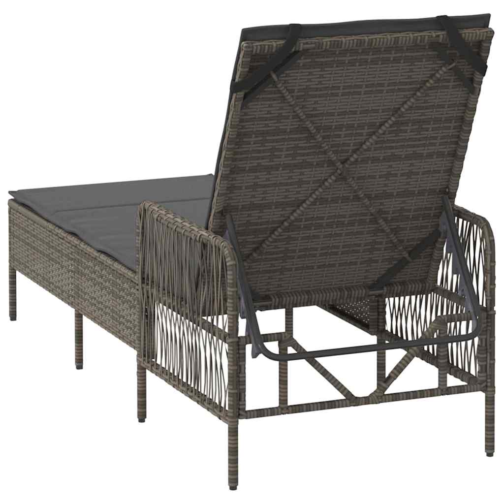 Liggestol med pude 1-person Grå 157 x 55 x 92cm polyrattan