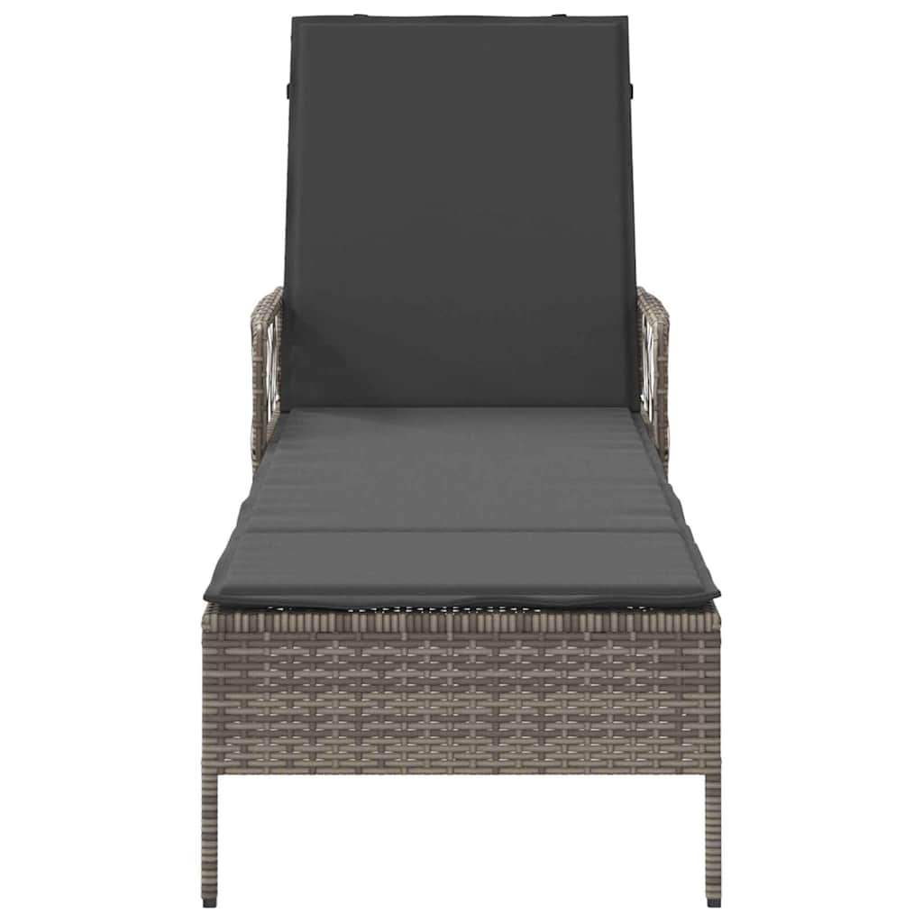 Liggestol med pude 1-person Grå 157 x 55 x 92cm polyrattan
