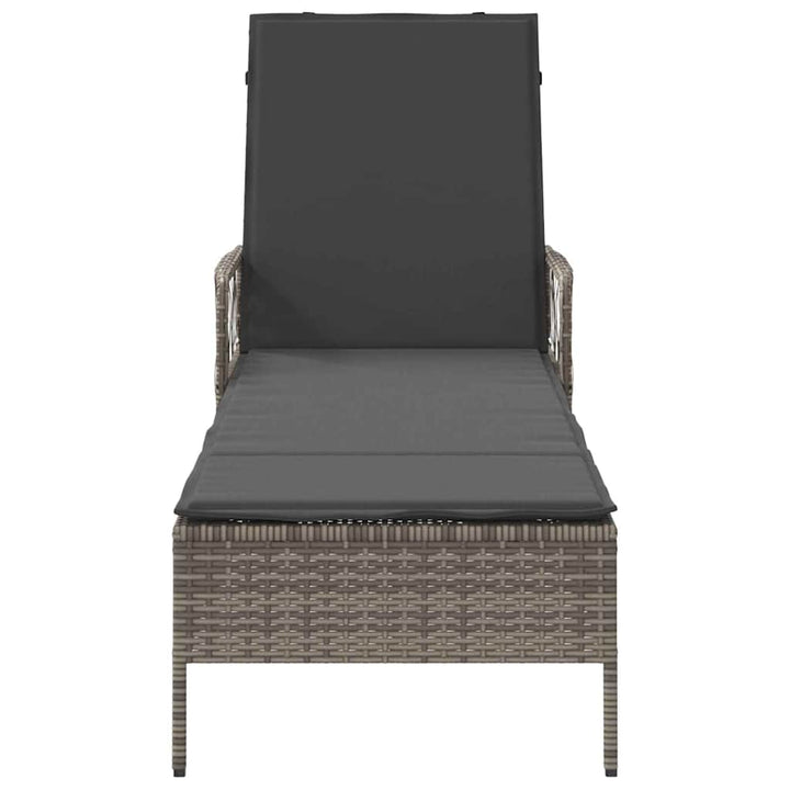 Liggestol med pude 1-person Grå 157 x 55 x 92cm polyrattan