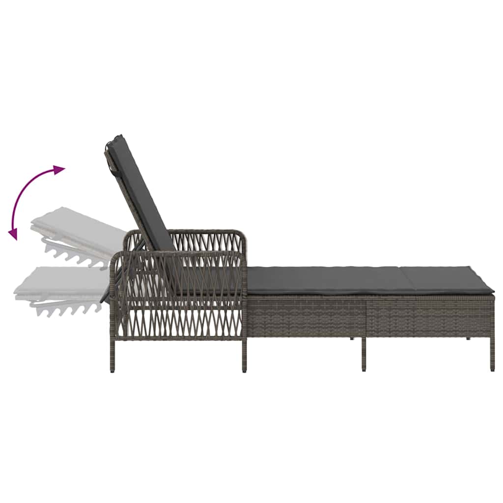 Liggestol med pude 1-person Grå 157 x 55 x 92cm polyrattan