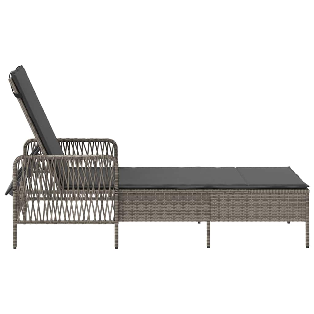 Liggestol med pude 1-person Grå 157 x 55 x 92cm polyrattan