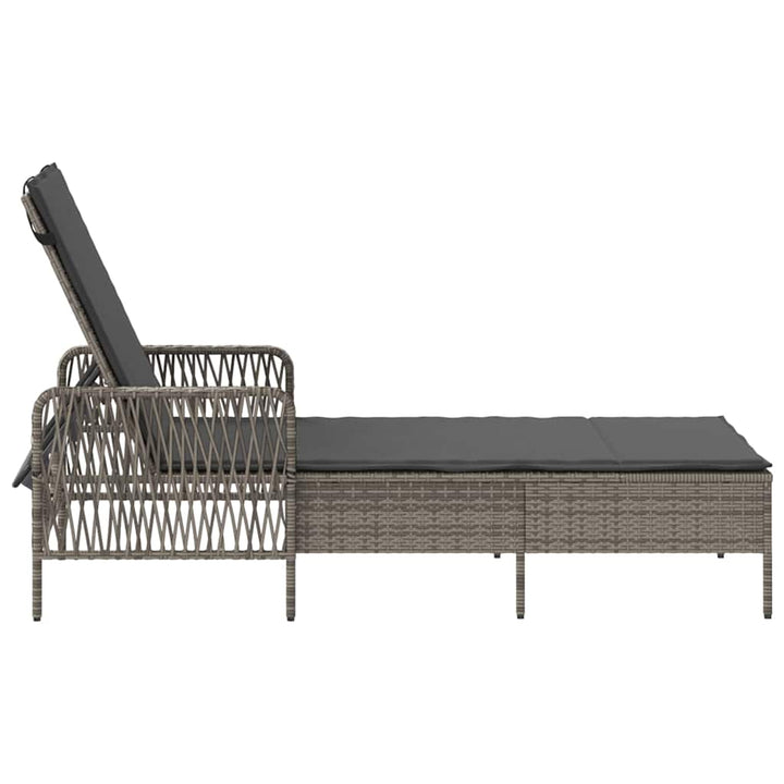 Liggestol med pude 1-person Grå 157 x 55 x 92cm polyrattan