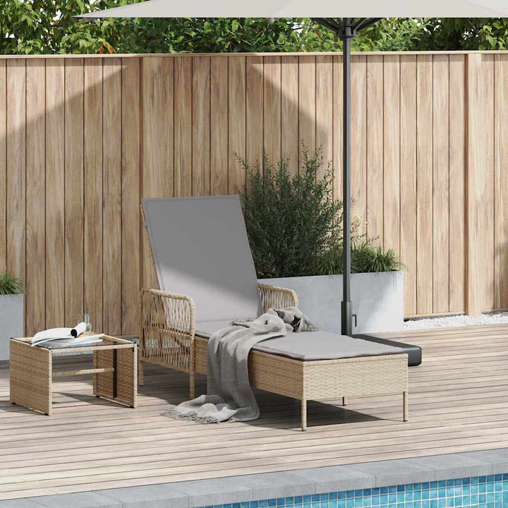 Liggestol med pude 1-person Beige 157 x 55 x 92cm polyrattan