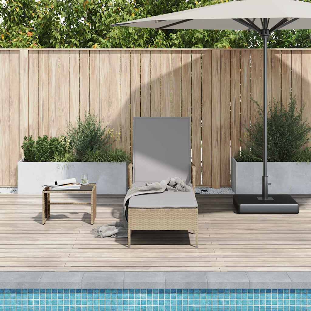 Liggestol med pude 1-person Beige 157 x 55 x 92cm polyrattan