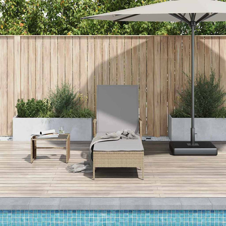 Liggestol med pude 1-person Beige 157 x 55 x 92cm polyrattan