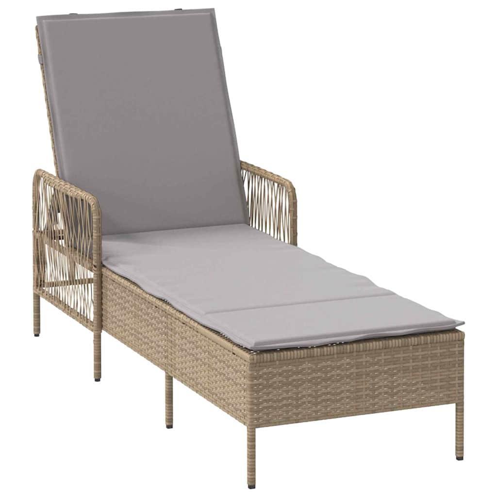 Liggestol med pude 1-person Beige 157 x 55 x 92cm polyrattan