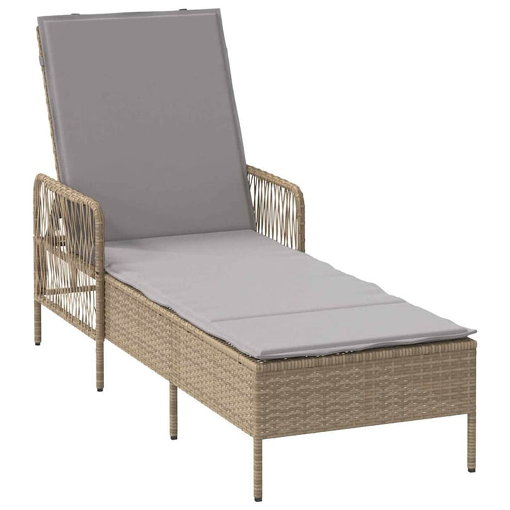 Liggestol med pude 1-person Beige 157 x 55 x 92cm polyrattan