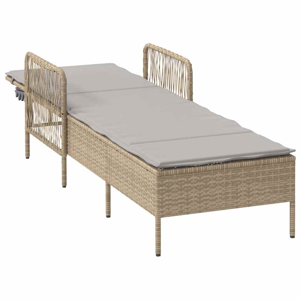 Liggestol med pude 1-person Beige 157 x 55 x 92cm polyrattan