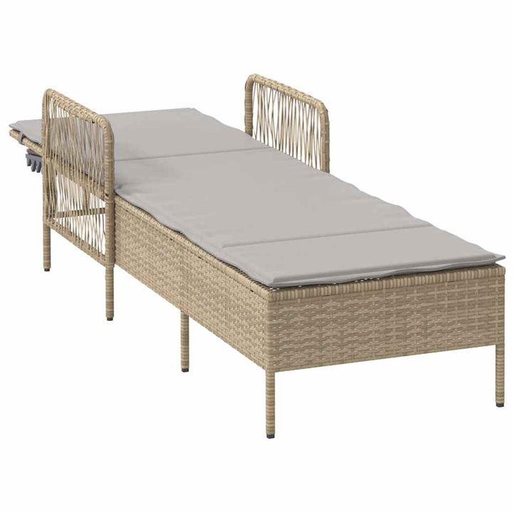 Liggestol med pude 1-person Beige 157 x 55 x 92cm polyrattan