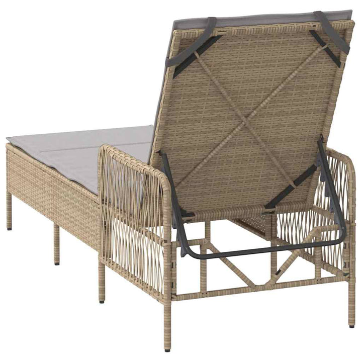 Liggestol med pude 1-person Beige 157 x 55 x 92cm polyrattan