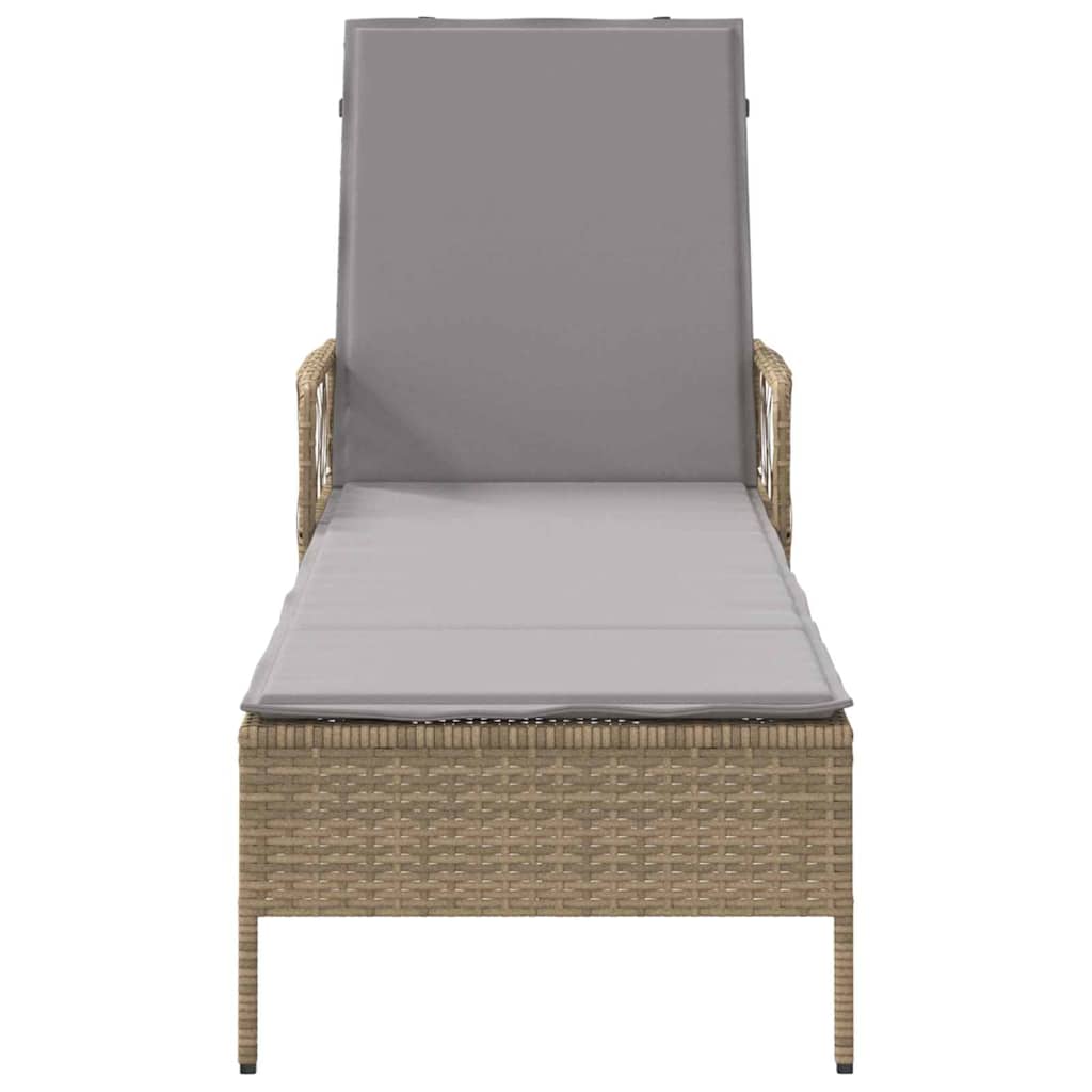 Liggestol med pude 1-person Beige 157 x 55 x 92cm polyrattan