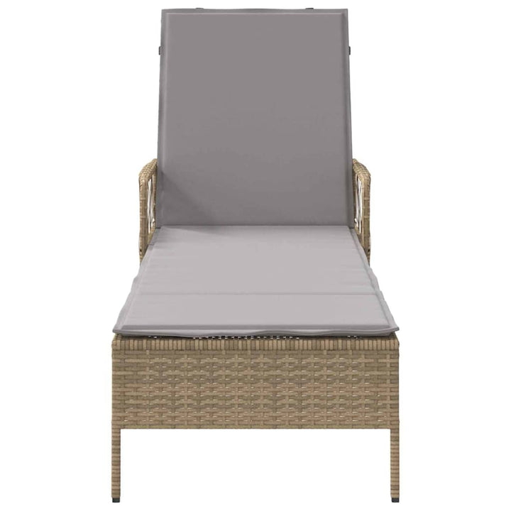 Liggestol med pude 1-person Beige 157 x 55 x 92cm polyrattan