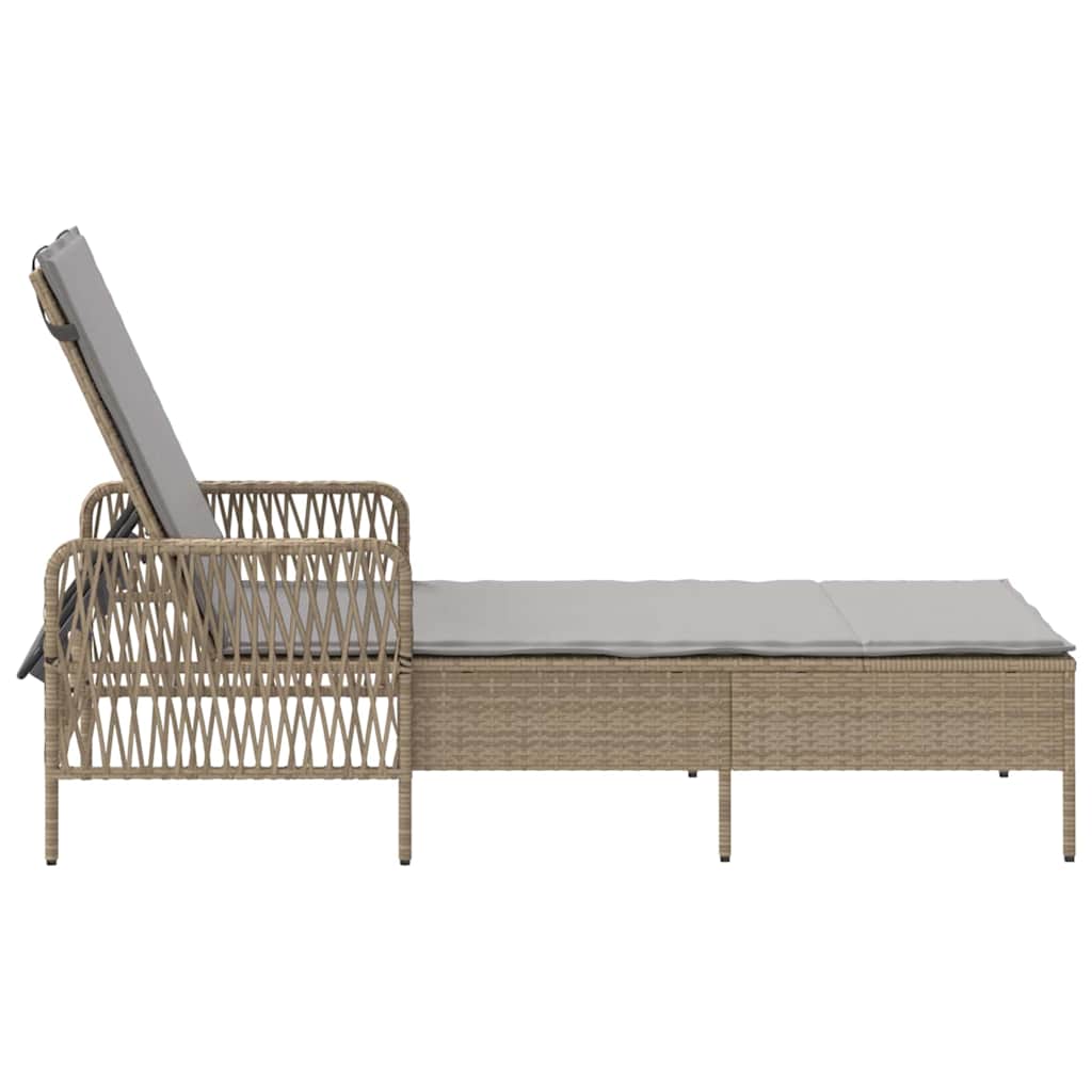 Liggestol med pude 1-person Beige 157 x 55 x 92cm polyrattan