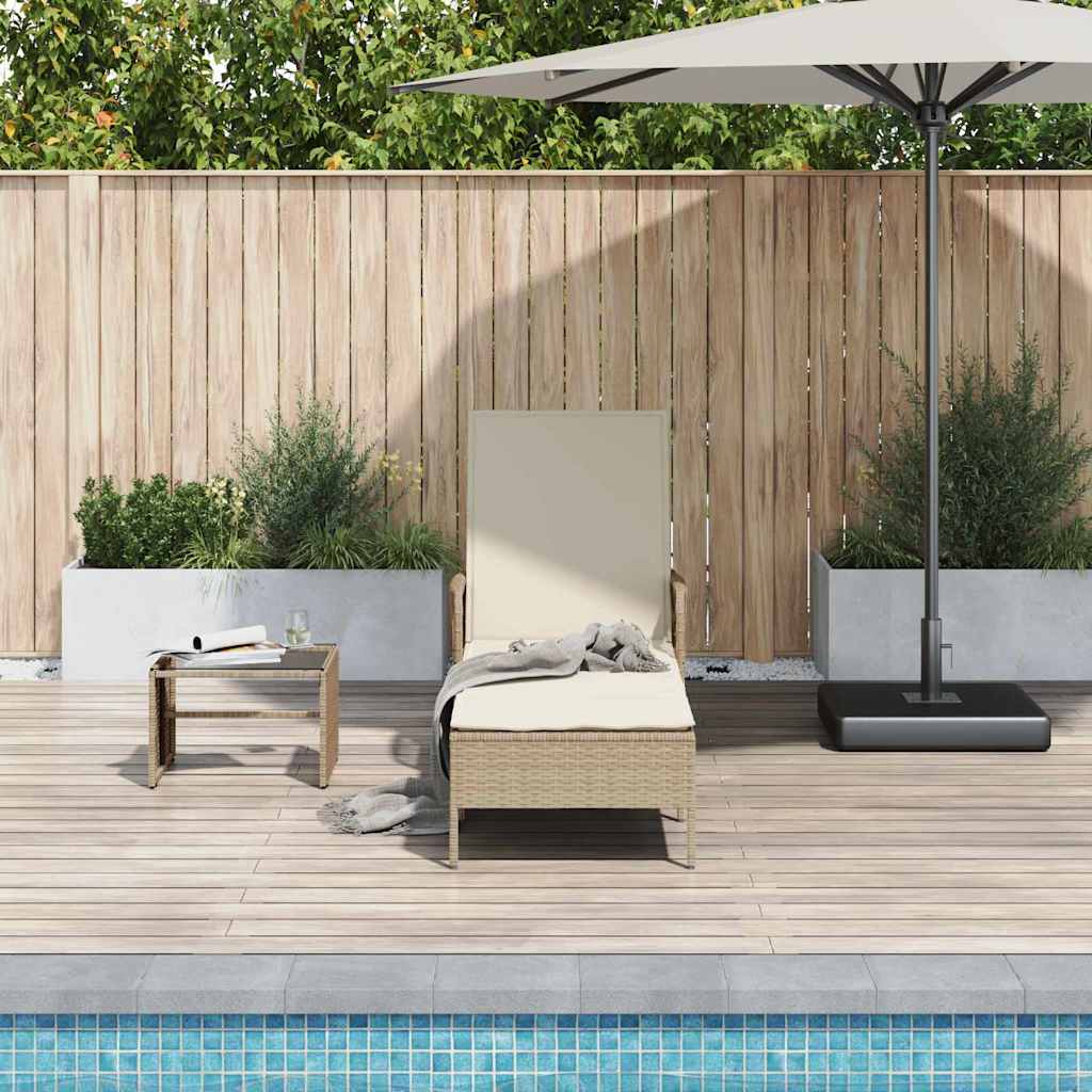 Liggestol med pude 1-person Beige 157 x 55 x 92cm polyrattan