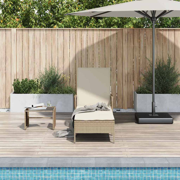 Liggestol med pude 1-person Beige 157 x 55 x 92cm polyrattan