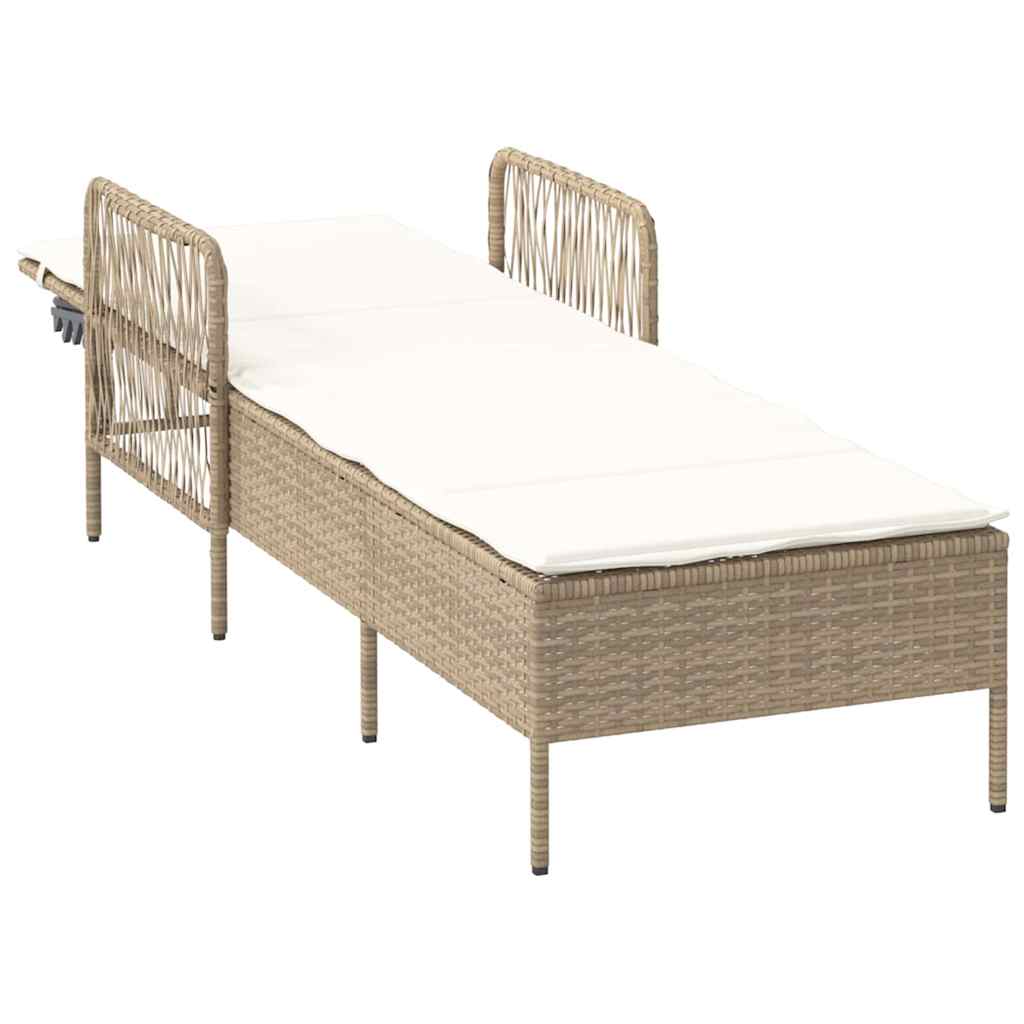 Liggestol med pude 1-person Beige 157 x 55 x 92cm polyrattan