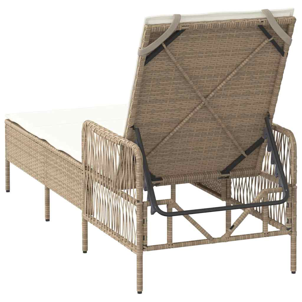 Liggestol med pude 1-person Beige 157 x 55 x 92cm polyrattan
