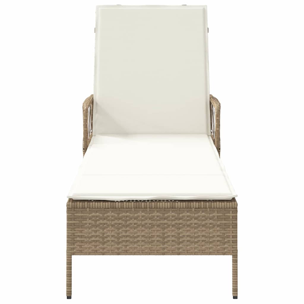 Liggestol med pude 1-person Beige 157 x 55 x 92cm polyrattan