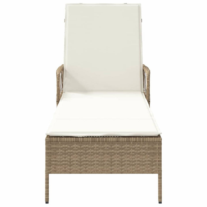 Liggestol med pude 1-person Beige 157 x 55 x 92cm polyrattan