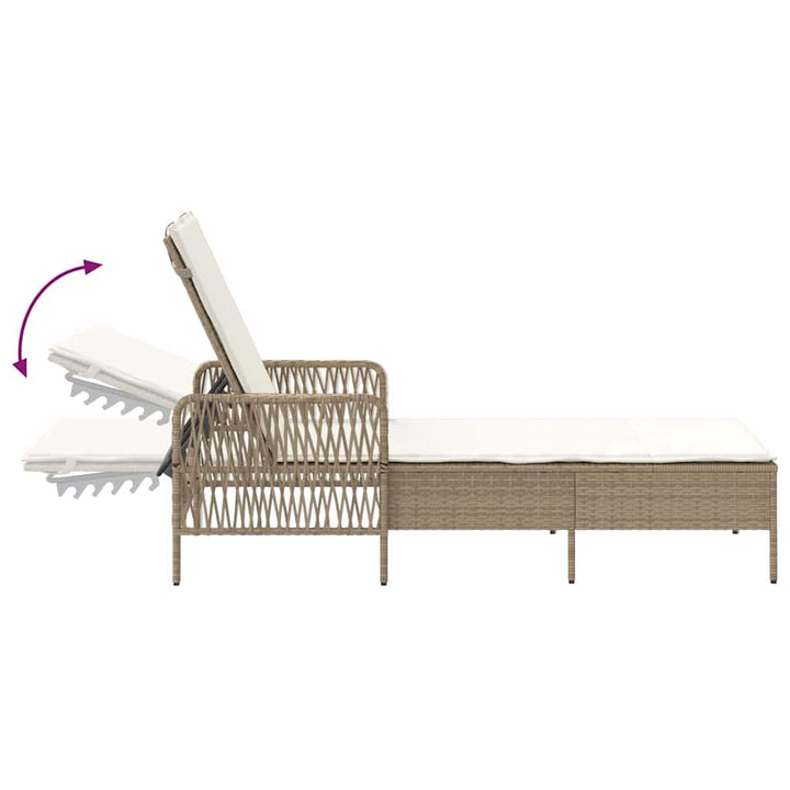 Liggestol med pude 1-person Beige 157 x 55 x 92cm polyrattan