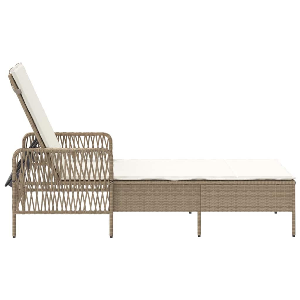 Liggestol med pude 1-person Beige 157 x 55 x 92cm polyrattan