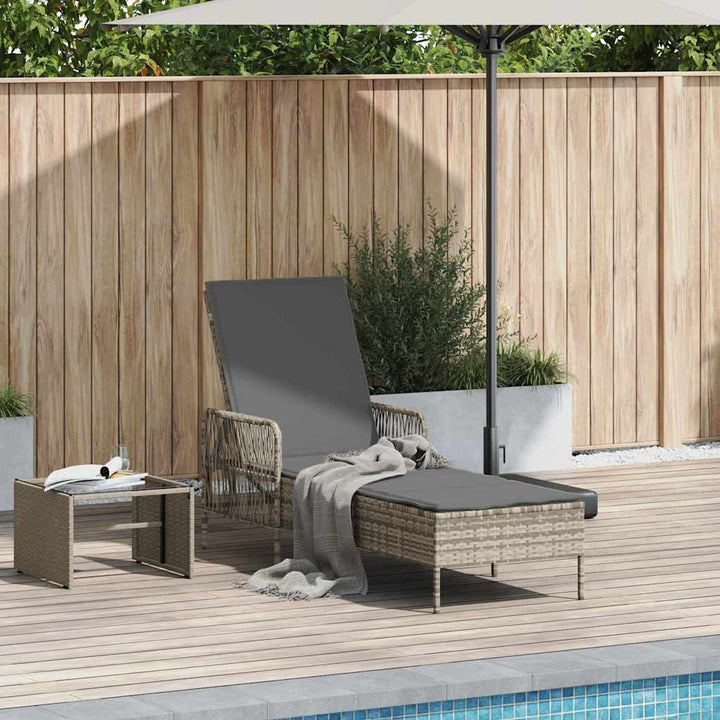 Liggestol med pude 1-person Lysegrå 157 x 55 x 92cm polyrattan