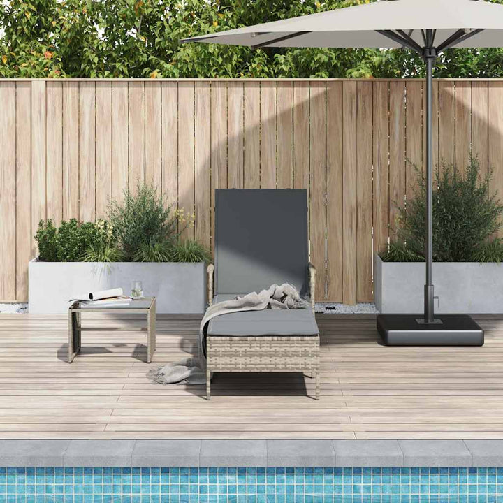 Liggestol med pude 1-person Lysegrå 157 x 55 x 92cm polyrattan