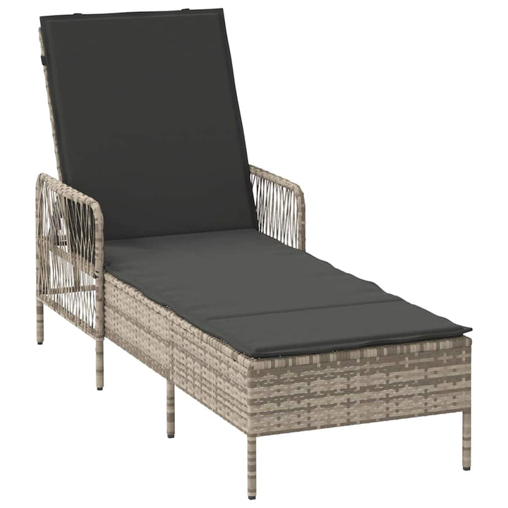 Liggestol med pude 1-person Lysegrå 157 x 55 x 92cm polyrattan