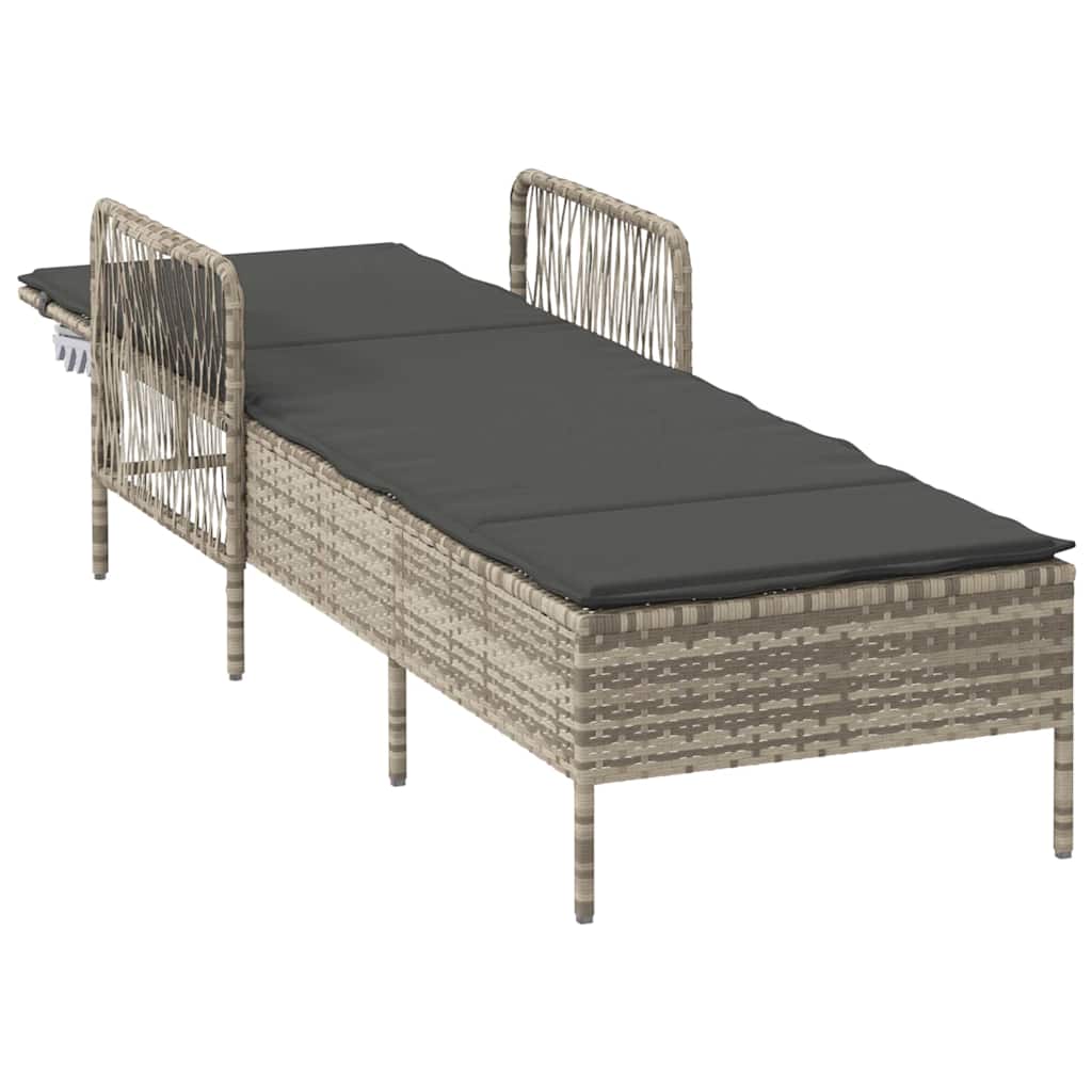 Liggestol med pude 1-person Lysegrå 157 x 55 x 92cm polyrattan