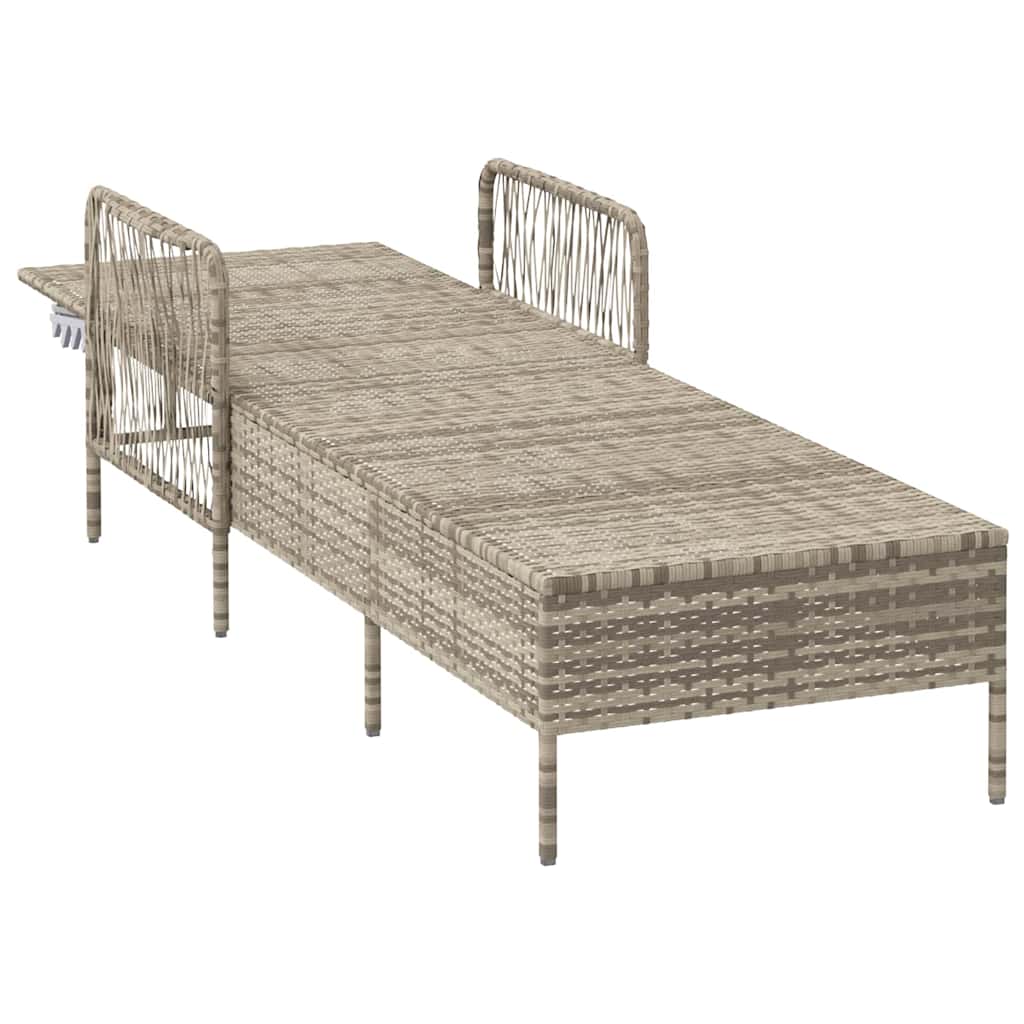 Liggestol med pude 1-person Lysegrå 157 x 55 x 92cm polyrattan