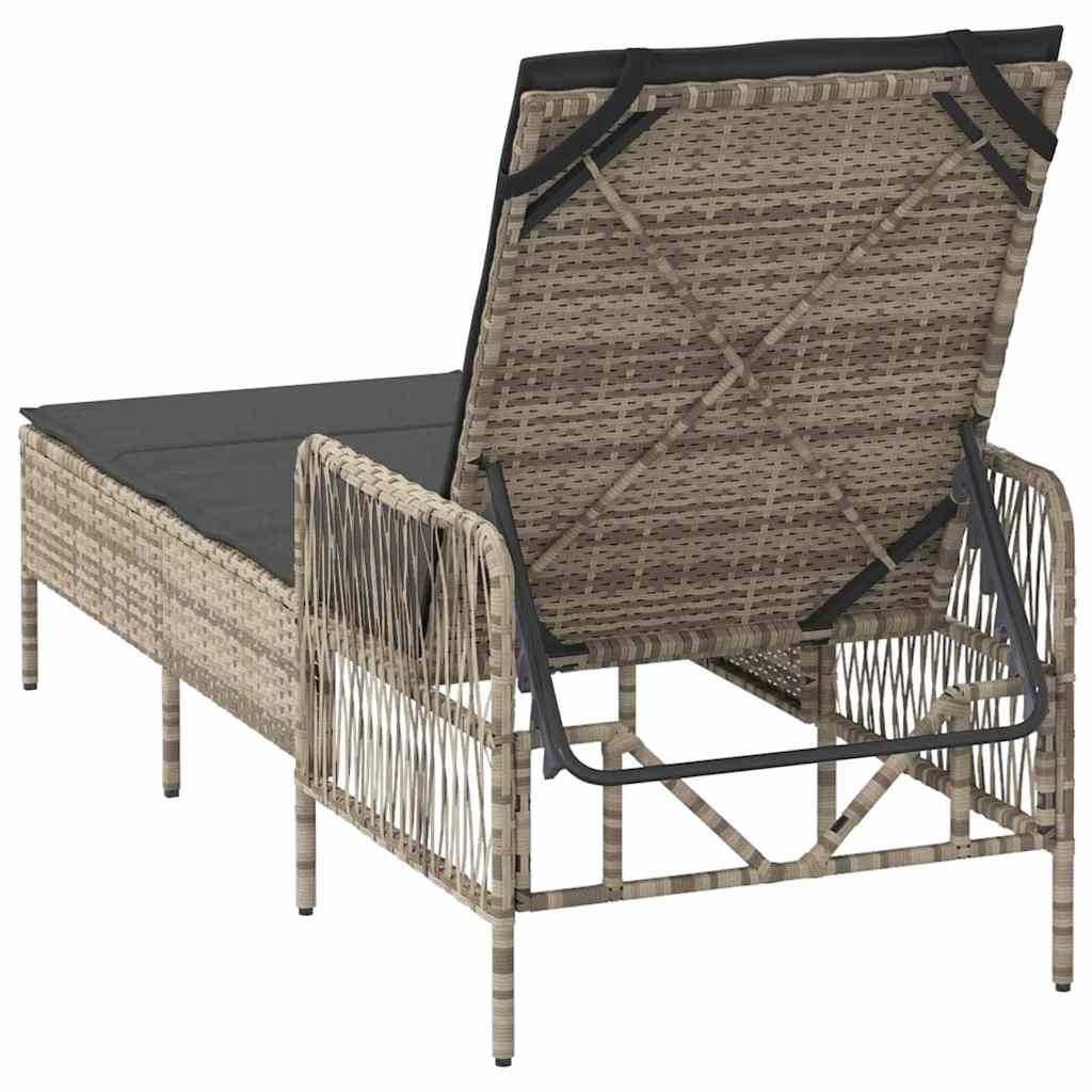 Liggestol med pude 1-person Lysegrå 157 x 55 x 92cm polyrattan