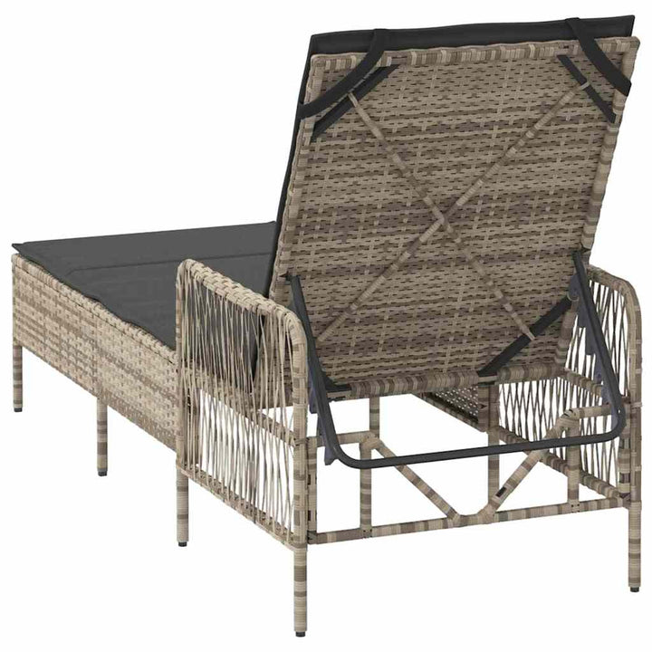 Liggestol med pude 1-person Lysegrå 157 x 55 x 92cm polyrattan