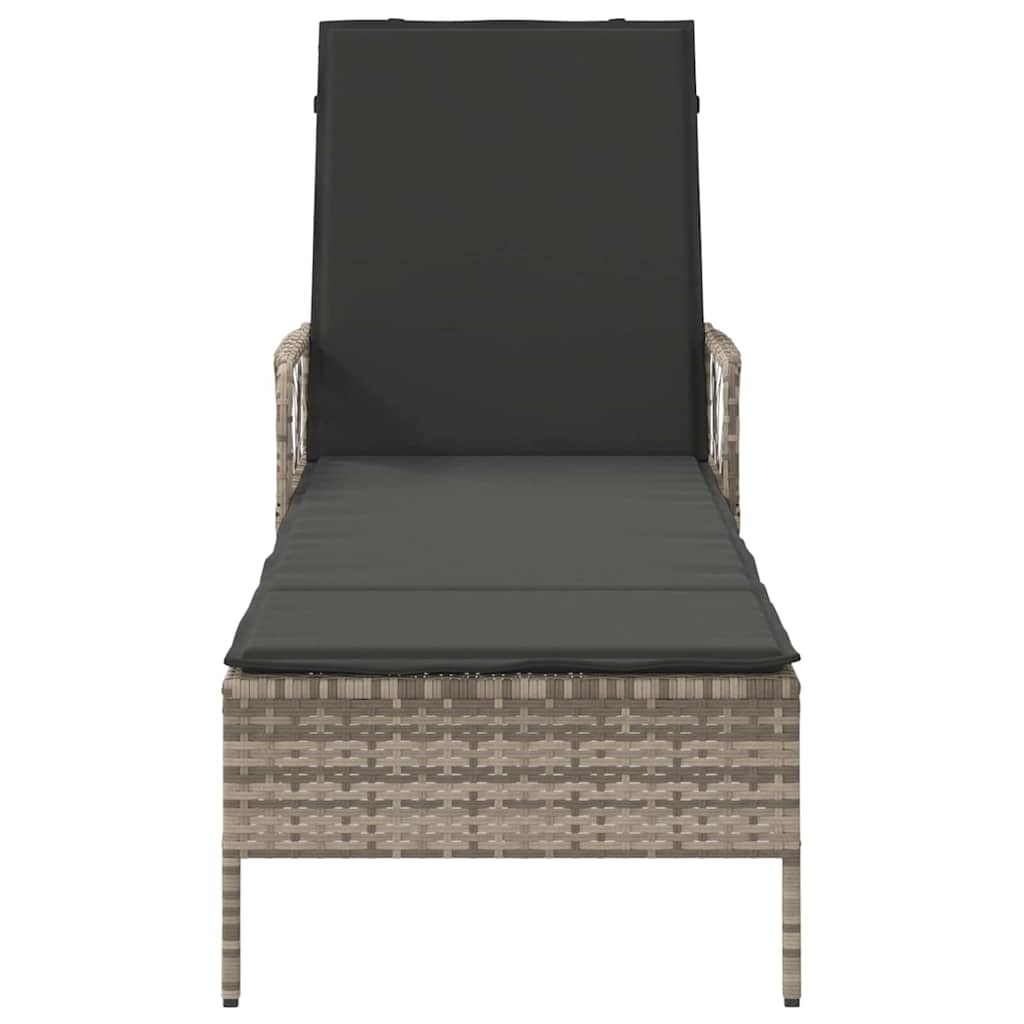 Liggestol med pude 1-person Lysegrå 157 x 55 x 92cm polyrattan