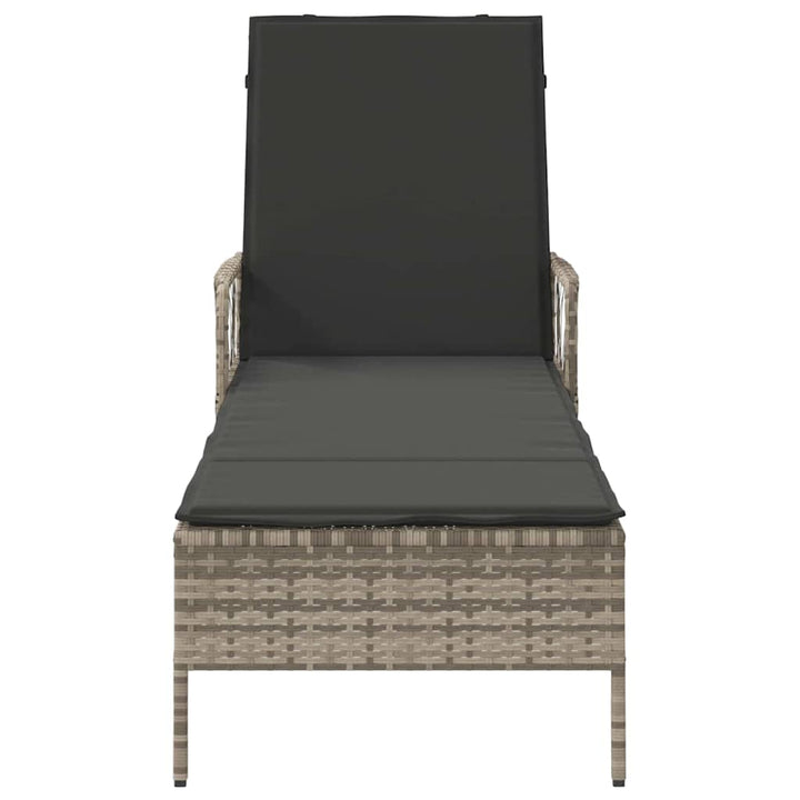 Liggestol med pude 1-person Lysegrå 157 x 55 x 92cm polyrattan